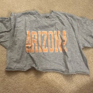 Gray Women’s Cropped Shirt with Orange 'Arizona' Print
